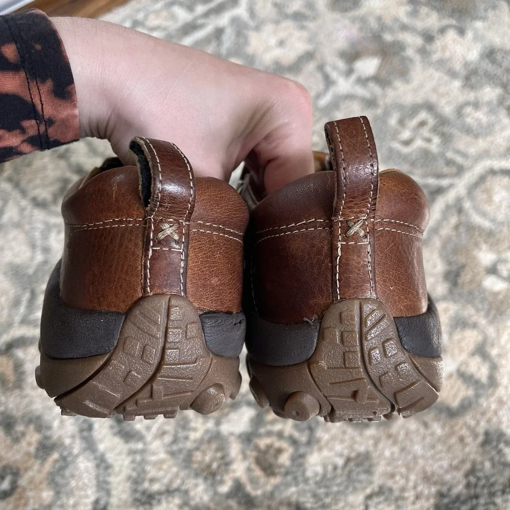 Mens Merrell Jungle‎ Moc Leather Shoes Sz 9 Brown Slip On Loafers Dress Shoes